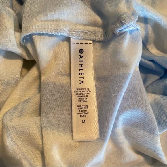 Athleta Blue and White V-Neck Tee - Picture 5 of 6